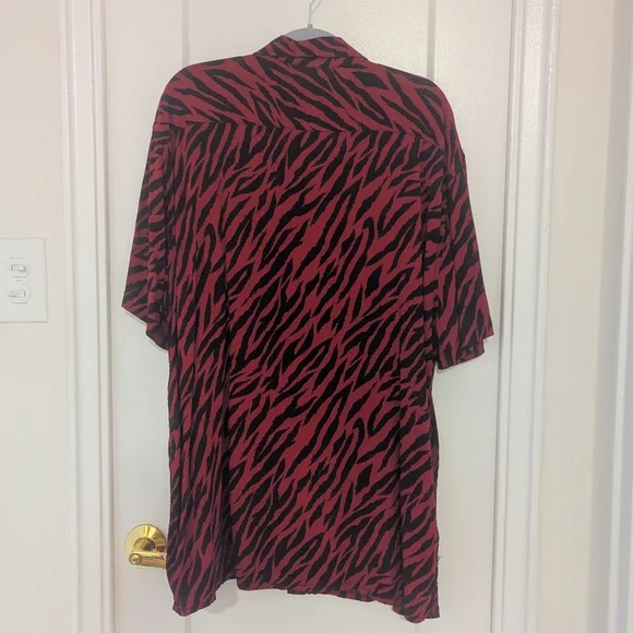 Red Zebra Print Button Top - Picture 2 of 6